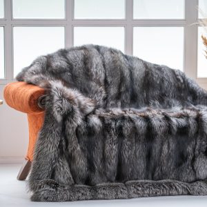 Silber Fuchsfell Pelzdecke-SAGA
