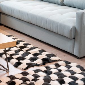 Exquisite Black White Blue Fox Fur Rug – Bold Elegance & Timeless Luxury
