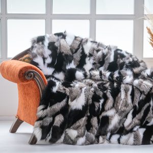 Fuchs Pelzdecke in Farben Weiß Schwarz Silber