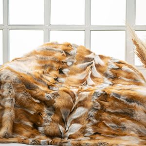 Premium Natural Red Fox Fur Blanket – Genuine Softness