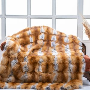 Premium Canadian Red Fox Fur Blanket – Rustic Warmth in Real Fur