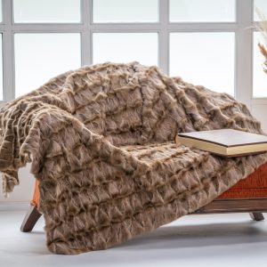 Exquisite Tortora Sable Fur Throw Blanket – Authentic Sophistication
