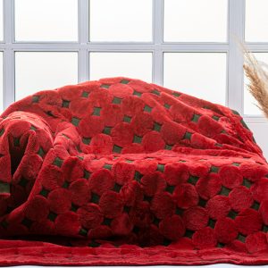 Unique Red Sheepskin Throw – Real Fur, Bold Elegance