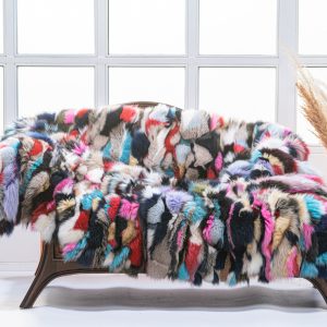 Elegant Blue Fox Fur Throw Blanket – Pure Comfort & Luxury