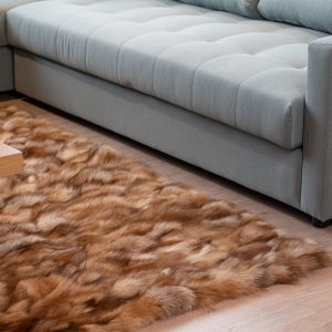 Premium Real Crystal Fox Fur Throw Carpet – Plush & Radiant