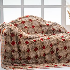 Daisy Shaped Luxurious Sable Fur Throw Blanket