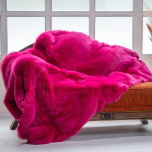 Pink Fox Fur Throw Blanket