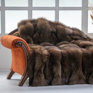 Brown Frost Fox Fur Throw Blanket