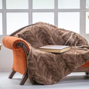 Light Brown Mink Fur Throw Blanket