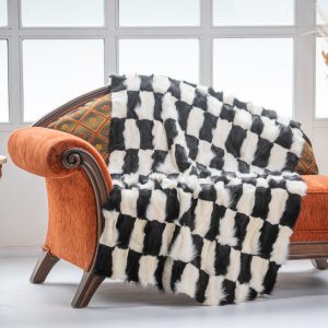 Black & White Fox Fur Throw Blanket