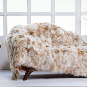 Snow Tap Fox Fur Throw Blanket