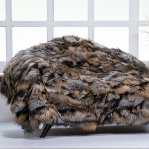 Cross Fox Fur Throw Blanket