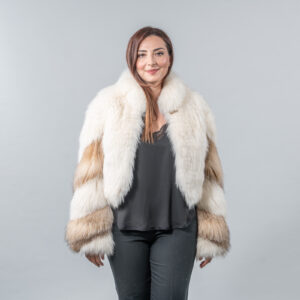 Luxury Shadow Fox Short Jacket with Subtle Brown-Toned Sleeves