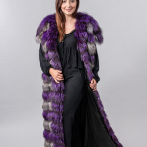 Royal Deep Silver Fox Fur Vest with Purple Silver Fox Accents