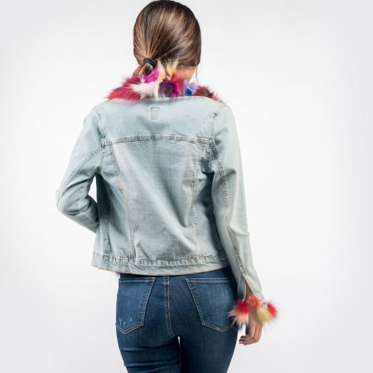 Jeans Jacket with Fox Trim