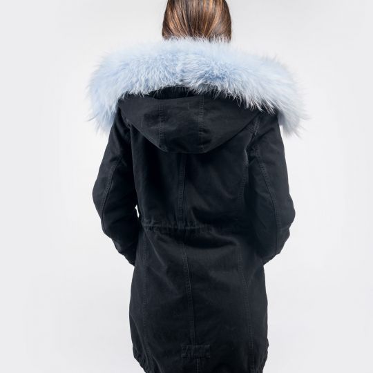 Black Parka with Velvet Mink Fur Lining