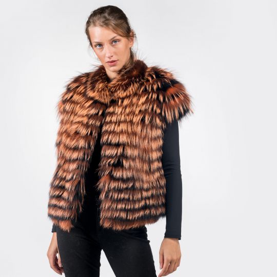 Orange Arzante Fox Fur Vest