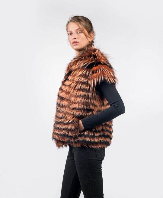 Orange Arzante Fox Fur Vest