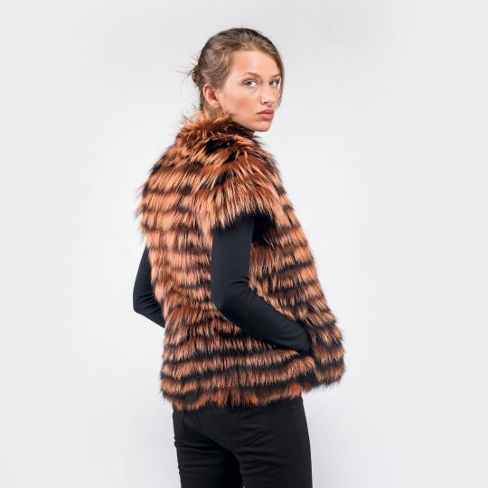 Orange Arzante Fox Fur Vest