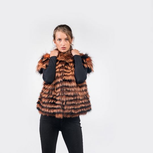 Orange Arzante Fox Fur Vest