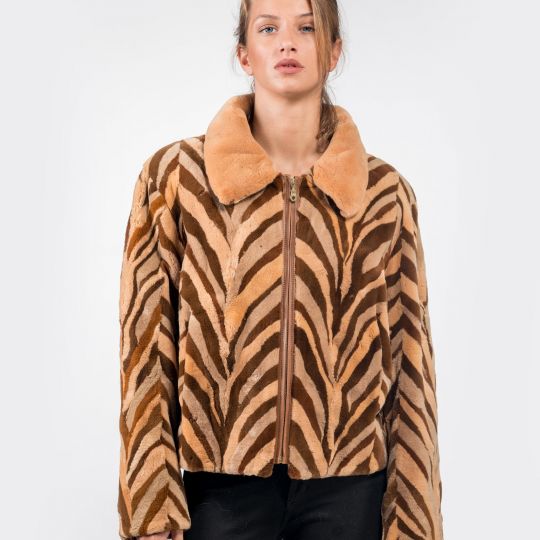 Zip Up Velvet Mink Fur Jacket