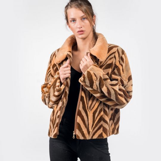 Zip Up Velvet Mink Fur Jacket