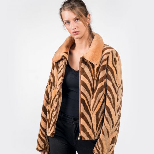 Zip Up Velvet Mink Fur Jacket