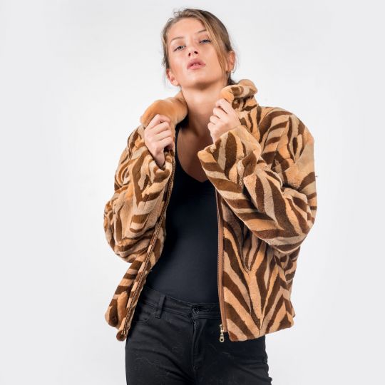 Zip Up Velvet Mink Fur Jacket