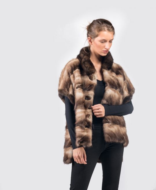 Russian Marten Fur Vest with Sable Collar