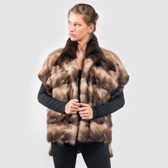 Russian Marten Fur Vest with Sable Collar