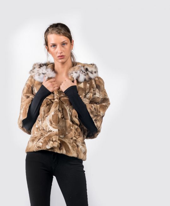 Hooded Velvet Mink Fur Jacket