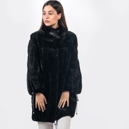 Black Velvet Mink Fur Jacket