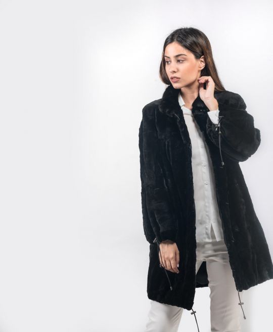 Black Velvet Mink Fur Jacket