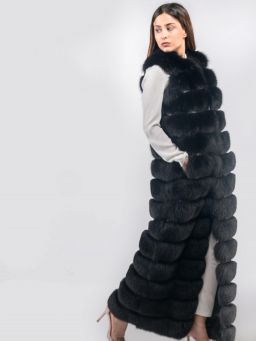 Long Black Fox Fur Vest