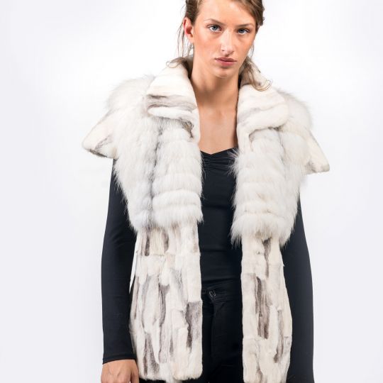 Platinum Arctic Fox Fur Vest with Platinum Fox Hair Cut