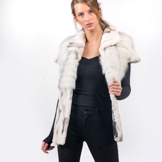 Platinum Arctic Fox Fur Vest with Platinum Fox Hair Cut