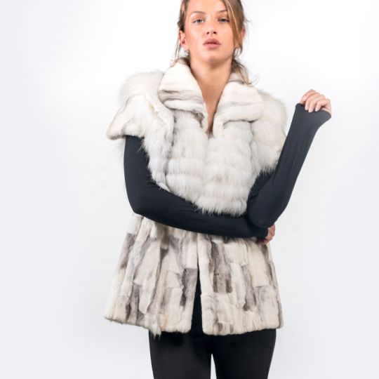 Platinum Arctic Fox Fur Vest with Platinum Fox Hair Cut