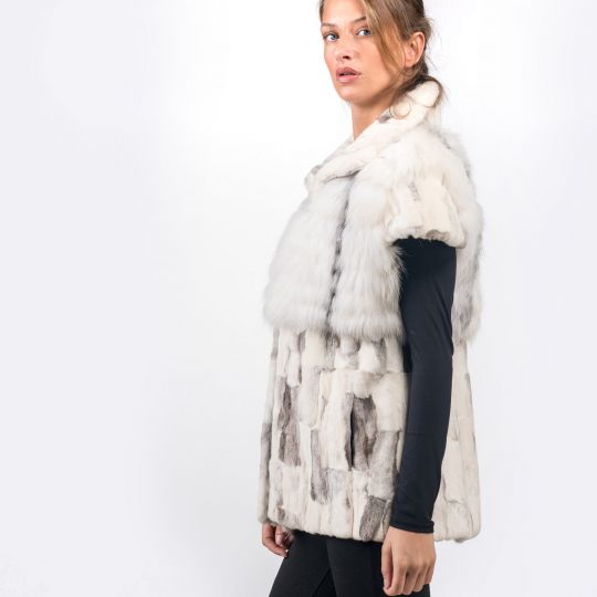 Platinum Arctic Fox Fur Vest with Platinum Fox Hair Cut