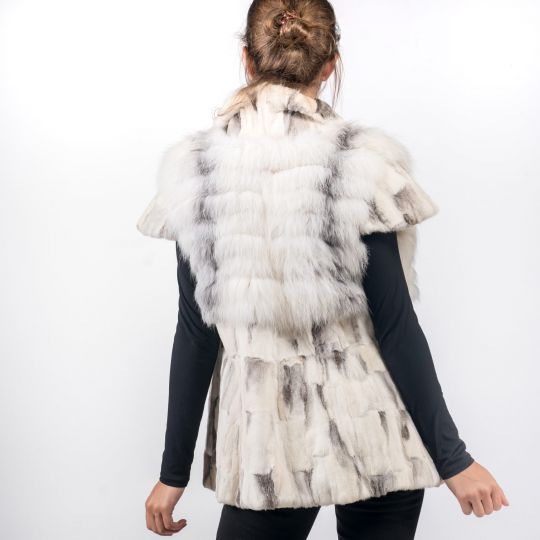 Platinum Arctic Fox Fur Vest with Platinum Fox Hair Cut