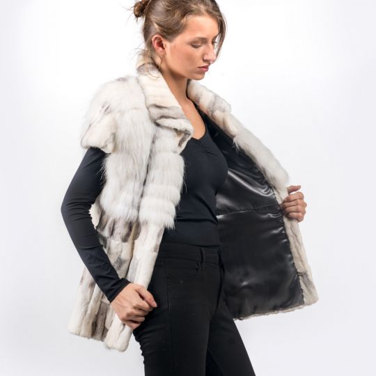 Platinum Arctic Fox Fur Vest with Platinum Fox Hair Cut