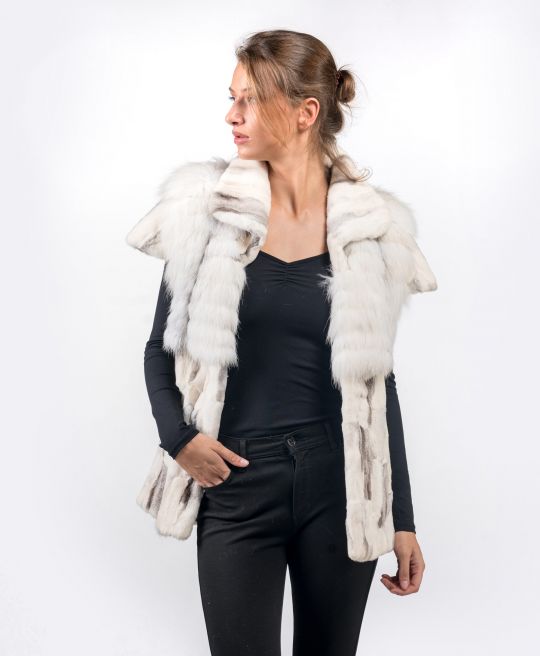 Platinum Arctic Fox Fur Vest with Platinum Fox Hair Cut