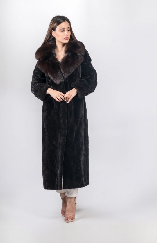 Dark Brown Velvet Mink Fur Coat