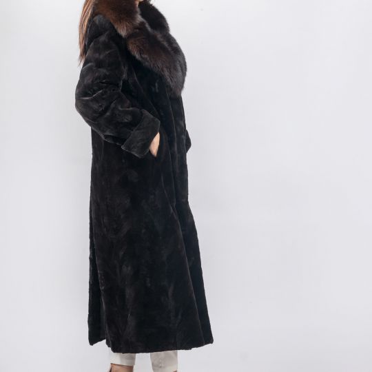 Dark Brown Velvet Mink Fur Coat