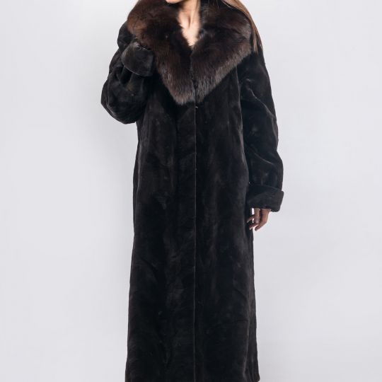 Dark Brown Velvet Mink Fur Coat