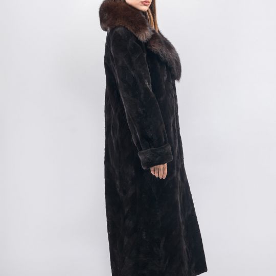 Dark Brown Velvet Mink Fur Coat