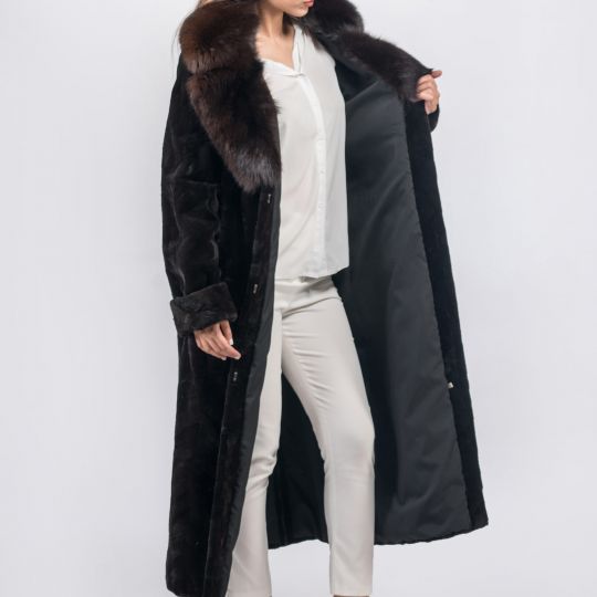 Dark Brown Velvet Mink Fur Coat