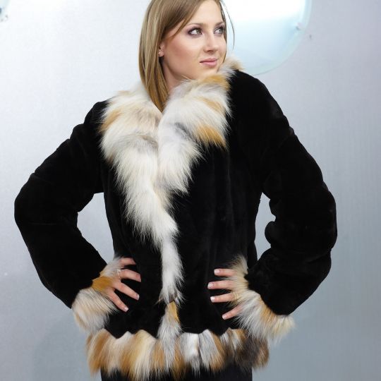 Dark Brown Mink Fur Jacket in Corduroy