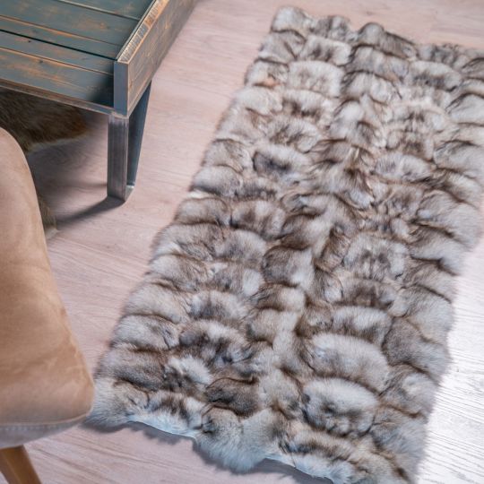 Black White Blue Fox Fur Rug/Carpet