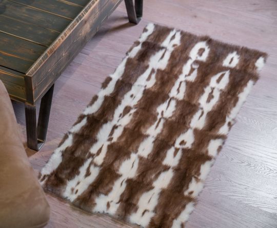 Black White Blue Fox Fur Rug/Carpet