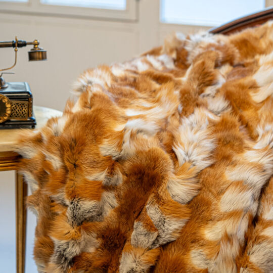 Canadian Red Fox Fur Throw Blanket